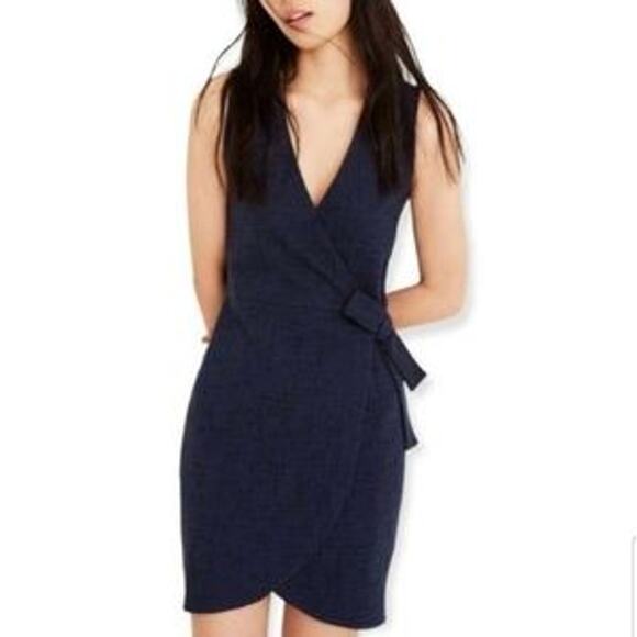 Texture & Thread Madewell Crosshatch Side Tie Dress Blue J3140 Sz XS NEW - Picture 1 of 12